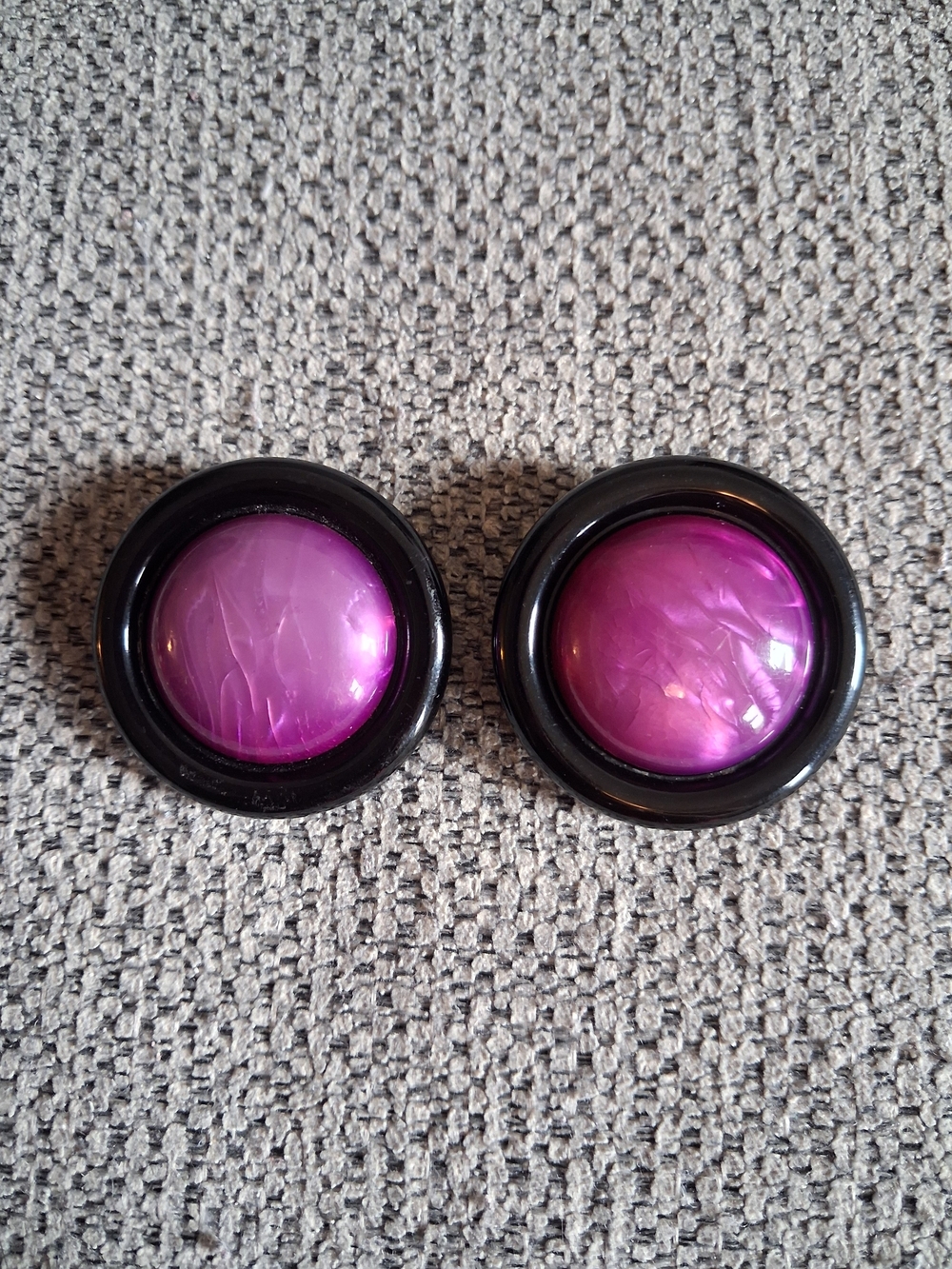 Classic Round Vintage Purple Button-Style Clip On Earrings